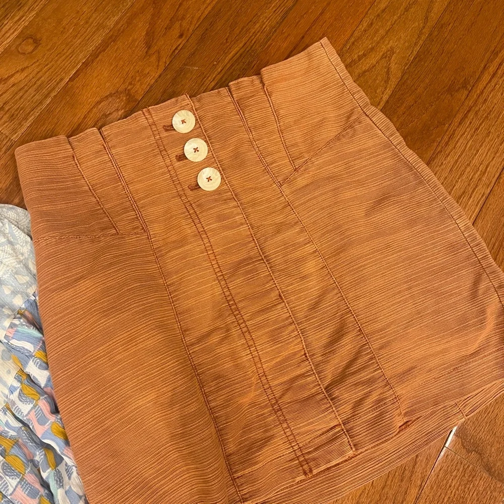 Free People Women's Blue Cream Rust Orange Mini Skirt Bundle Lot of 2
